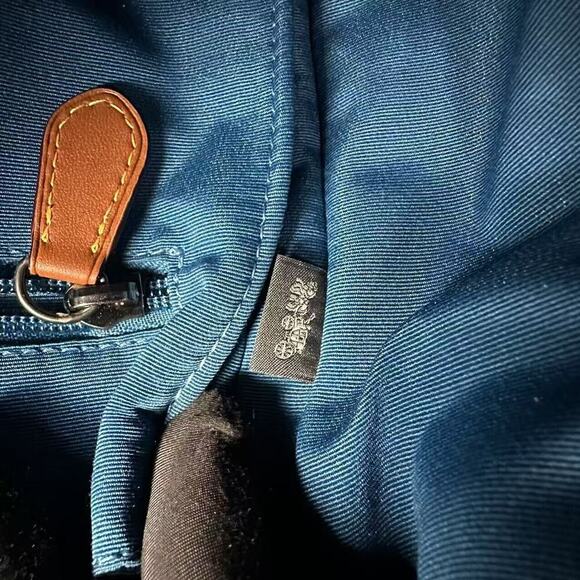 Coach Racer Backpack In Blocked Signature Canvas & Leather Tan/Blue NWT CY775 - Picture 12 of 13